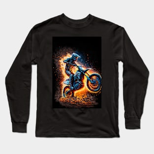 Dirt Bike With Flames Long Sleeve T-Shirt